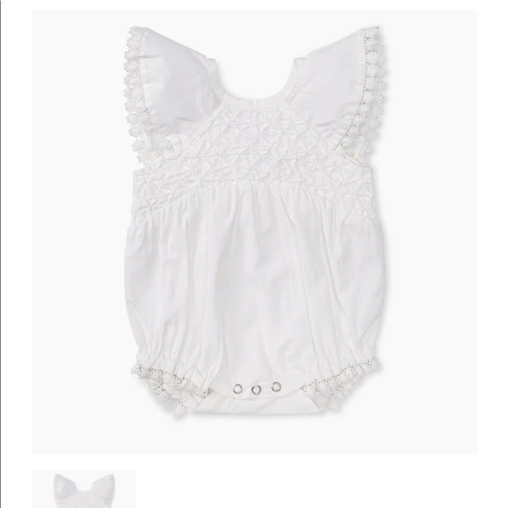 Monica and Andy White Bubble Romper 3-6 months